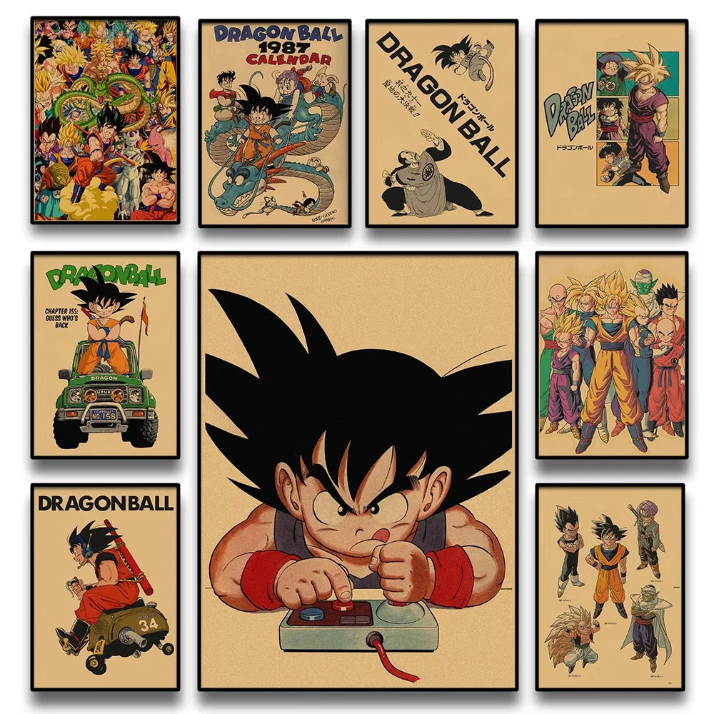 Poster rétro Dragon Ball - Tortue Géniale et ses amis en voiture