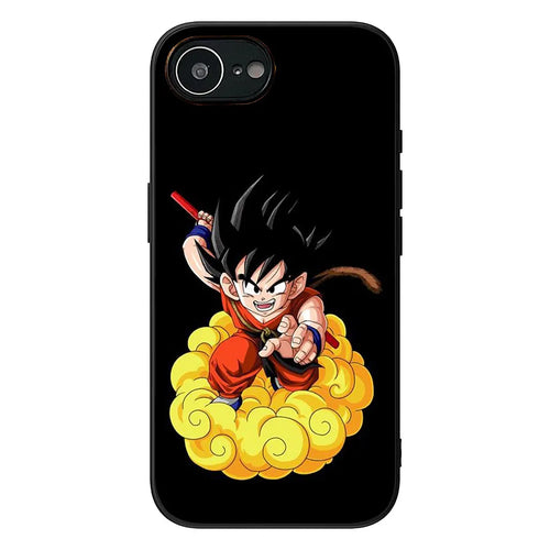 Funda de teléfono negra Dragon Ball - Goku niño en nube mágica