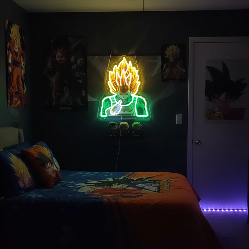 Lampada al neon blu Dragon Ball - Vegeta Super Saiyan Blue