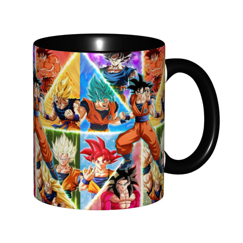 Dragon Ball black handle mug - Goku transformations in colors