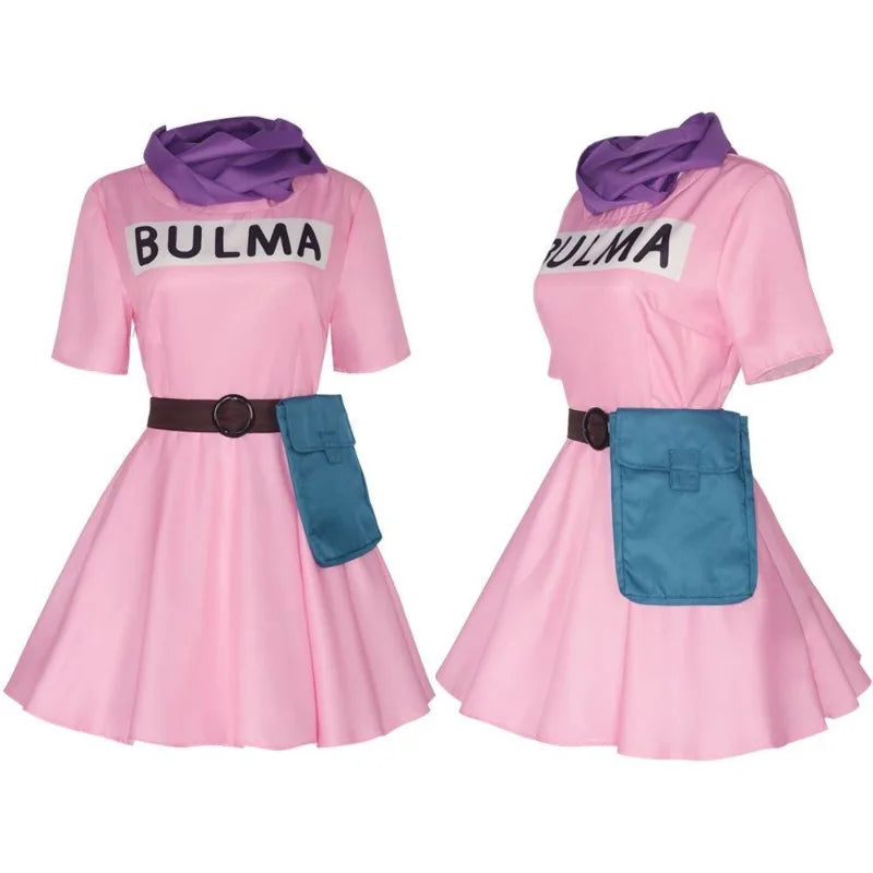 Costume rose Dragon Ball - Bulma avec ceinture et foulard