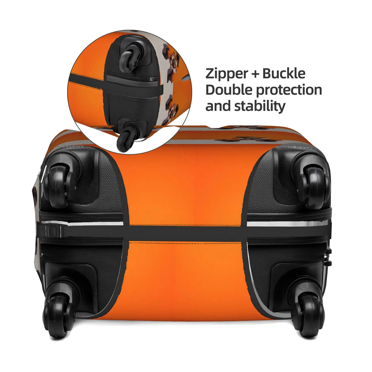 Housse de valise orange et blanche Dragon Ball - Goku enfant en motifs répétés