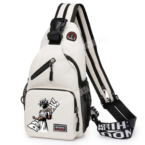 Dragon Ball white shoulder bag - Goku in black and white and lettering