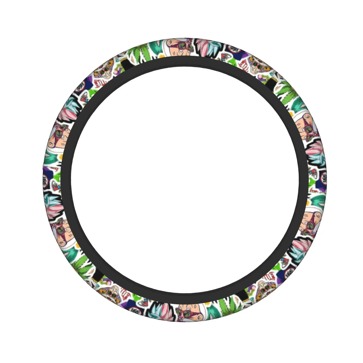 Dragon Ball steering wheel cover - Goku and warriors on orange background