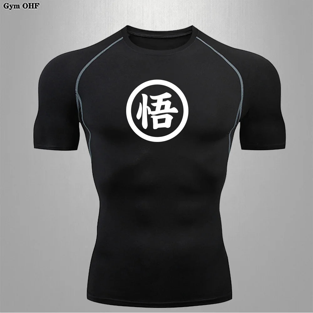 Graues Sportoberteil mit langen Ärmeln Dragon Ball - kanji Go black