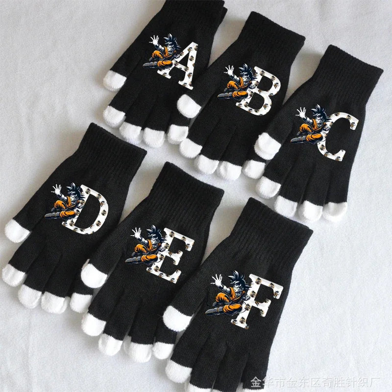 Dragon Ball Schwarze Handschuhe mit weißen Tipps - Goku und Brief D