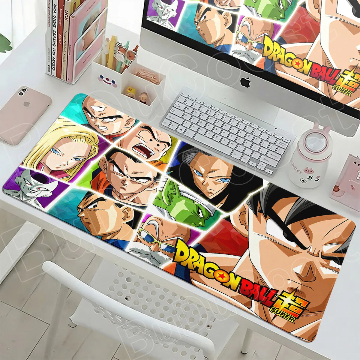 Tapis de souris noir et blanc Dragon Ball - Black Goku Rosé et boules de cristal