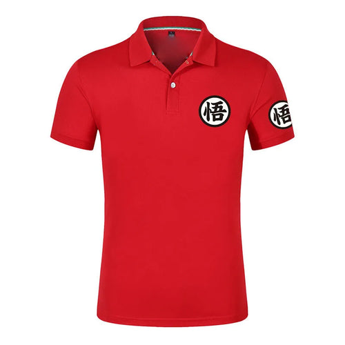 Dragon Ball red Polo - kanji Go on chest and sleeve