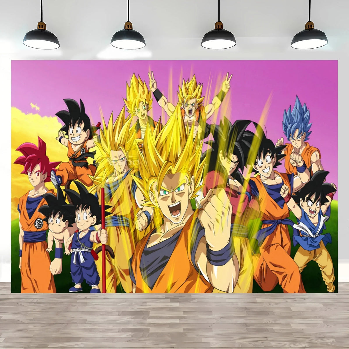Toile de fond anniversaire Dragon Ball - Goku et ses transformations