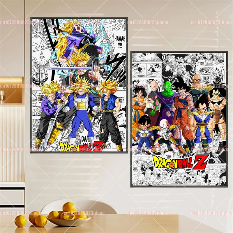 Pósteres manga Dragon Ball - Vegeta Goku y Broly a color