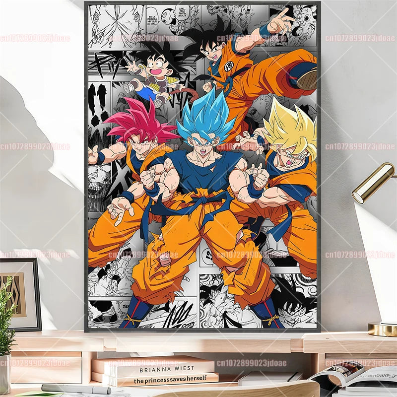 Pósteres manga Dragon Ball - Vegeta Goku y Broly a color