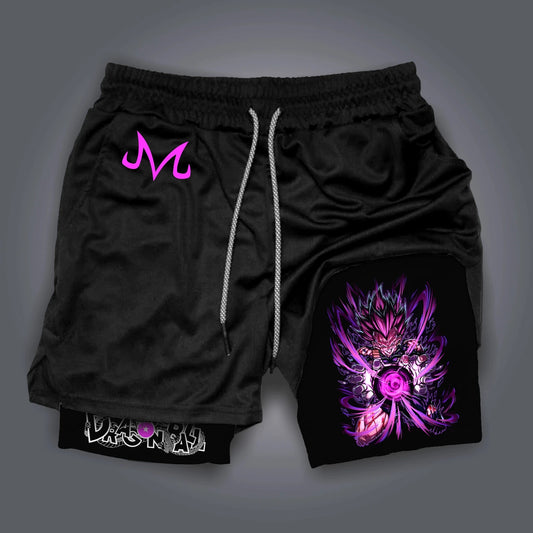 Short double couche noir Dragon Ball - Vegeta Ultra Ego et énergie violette