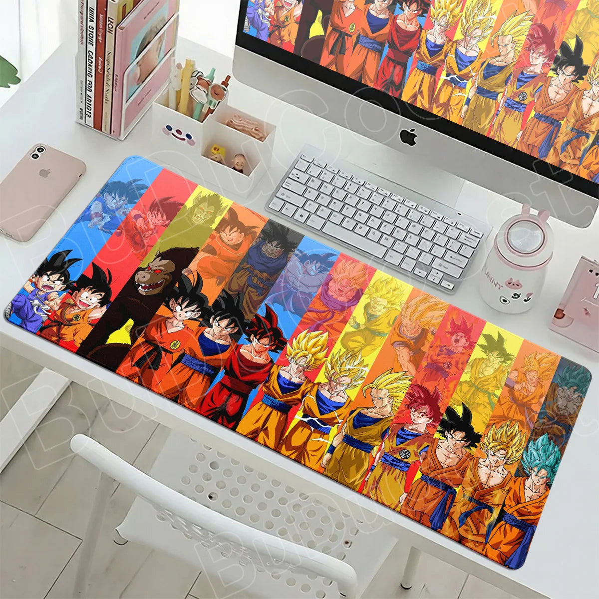 Tapis de souris noir et blanc Dragon Ball - Black Goku Rosé et boules de cristal
