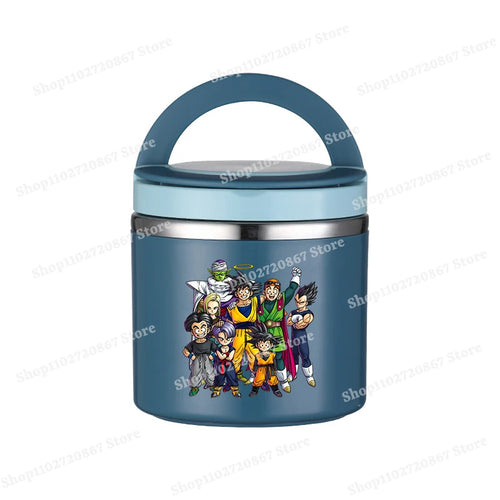 Boîte repas ronde bleue Dragon Ball - les guerriers Z réunis