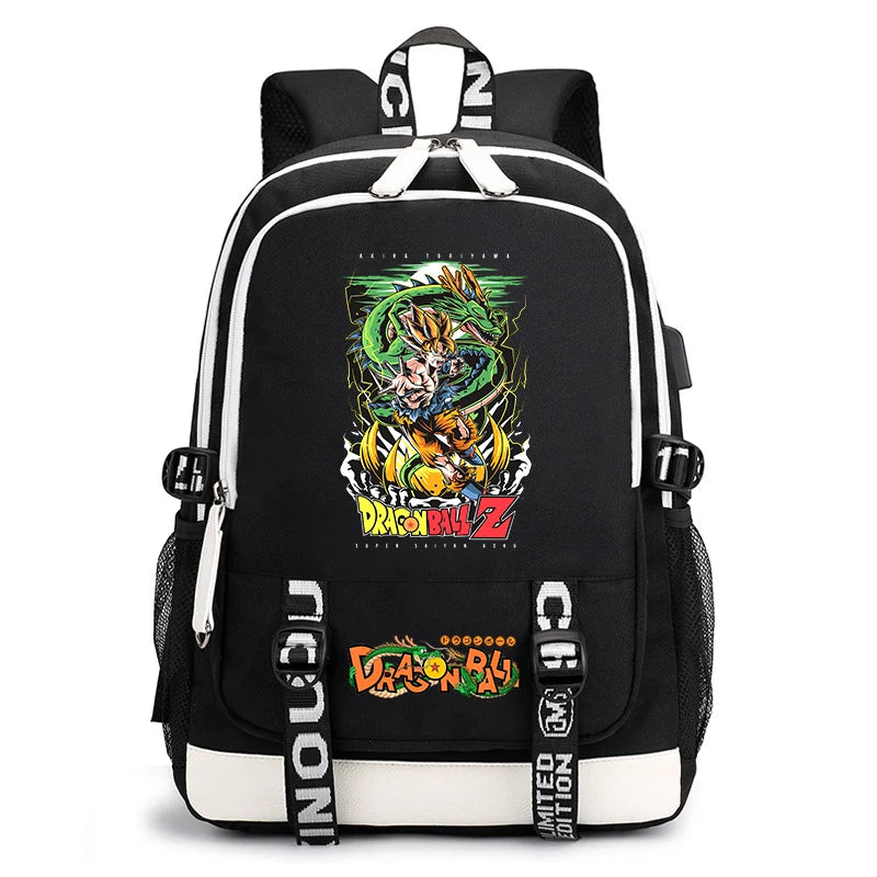 Black and White Dragon Ball Rucksack - Goku Super Saiyan 3 Zurück