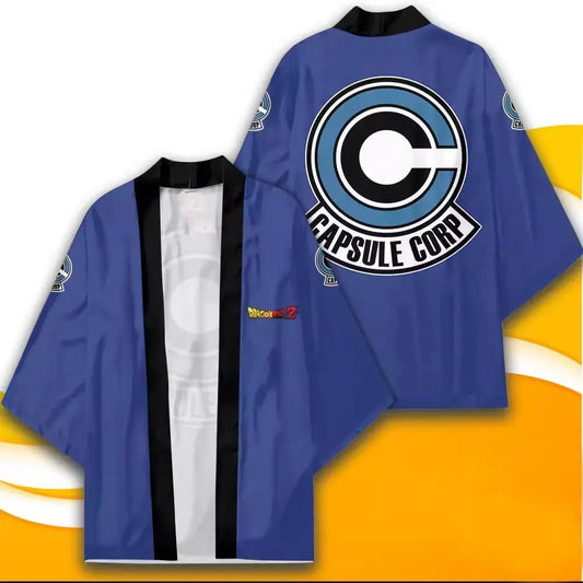 Veste kimono bleue Dragon Ball - logo Capsule Corp