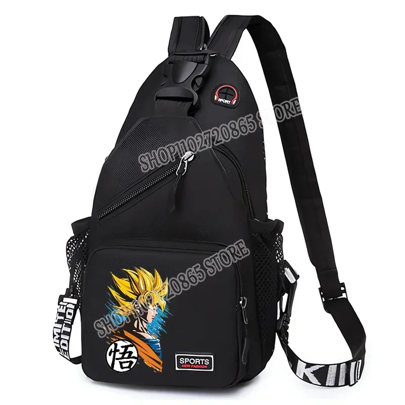 Sac bandoulière noir Dragon Ball - Goku Super Saiyan et kanji Go