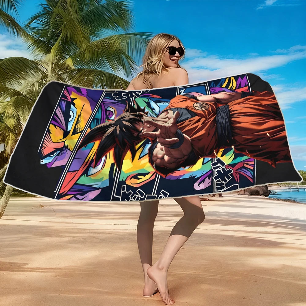 Dragon Ball Beach Handtuch - Gesichter von Goku Transformationen