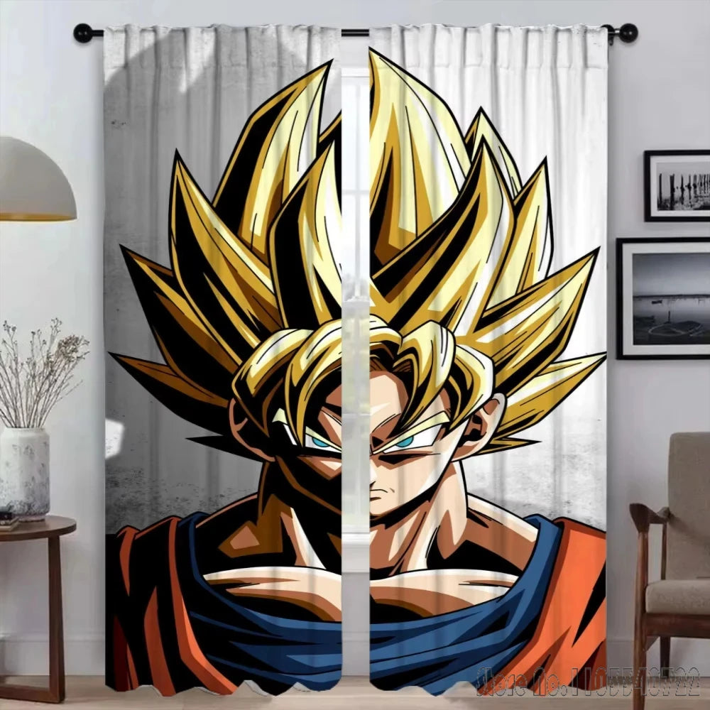 Dragon Ball Grey Curtains - portrait of Goku Super Saiyan