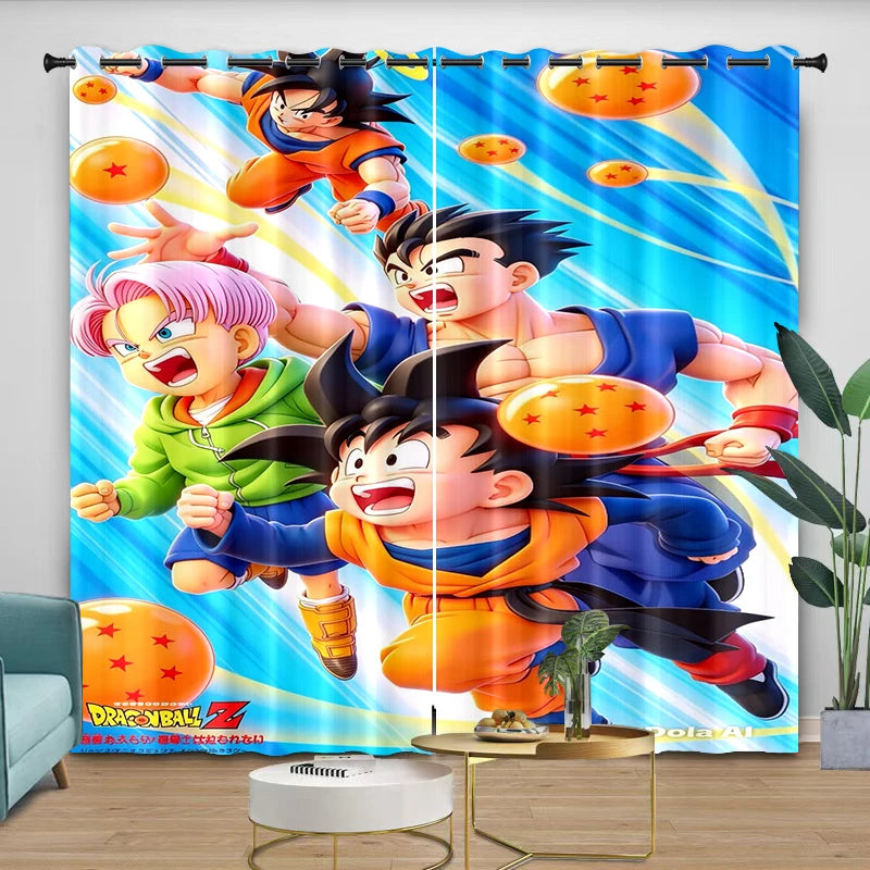 Rideaux Dragon Ball - Goku Super Saiyan Blue et transformations