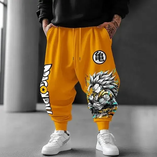 Dragon Ball Jogger Pants - Silver-Haired Goku on Yellow
