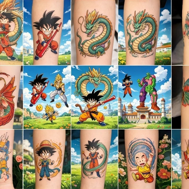 Dragon Ball tijdelijke tattoos - Goku en chibi karakters