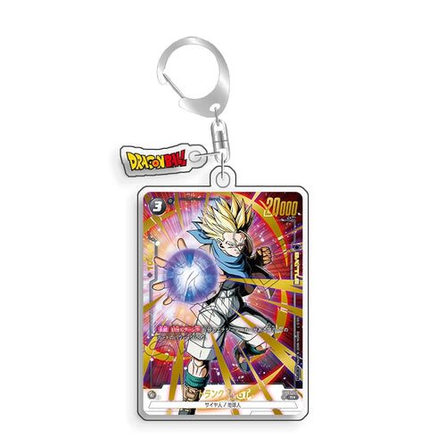Portachiavi carta con bordo dorato Dragon Ball Trunks ed energia blu