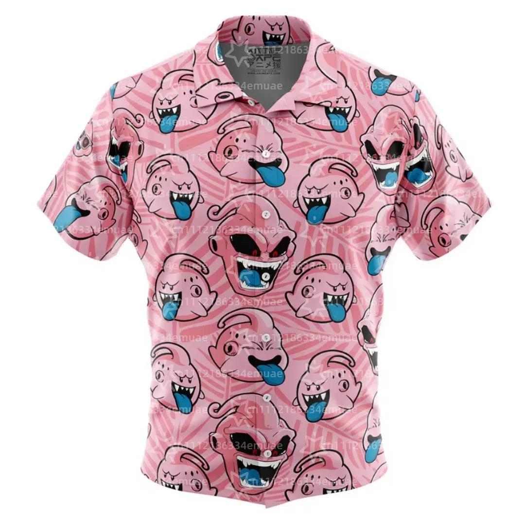 Dragon Ball Pink Shirt - Gesichter von Majin Buu