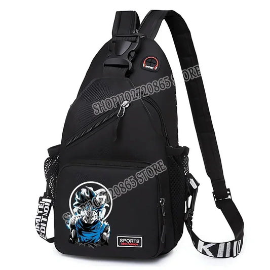 Dragon Ball zwarte schoudertas - Goku Ultra Instinct blauw portret