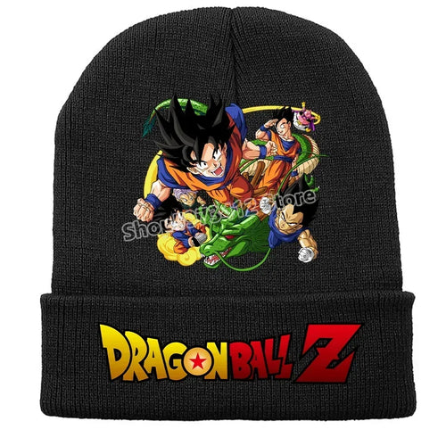 Gorro con vuelta negro Dragon Ball - Goku Shenron y Vegeta chibi