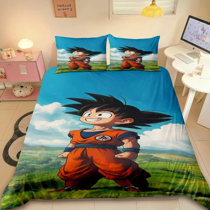 Copripiumino arancione Dragon Ball - Goku bambino e bastone nero