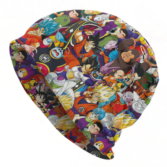 Bonnet multicolore Dragon Ball - fresque des personnages réunis