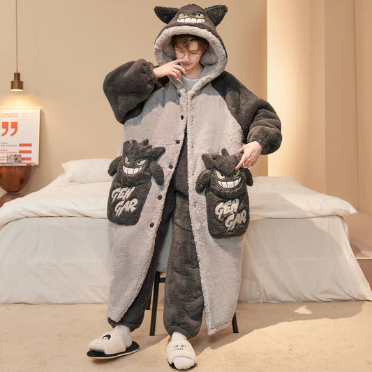 Robe de chambre Totoro grise à capuche
