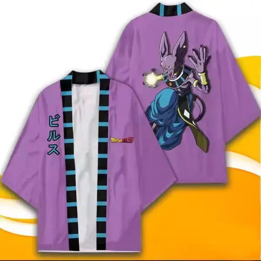 Veste kimono violette Dragon Ball - Beerus et boule d'énergie