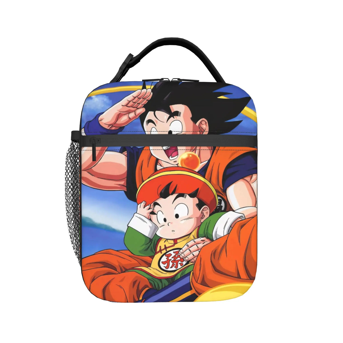 Sac repas noir Dragon Ball - Goku enfant Goku Blue et kanji Kame