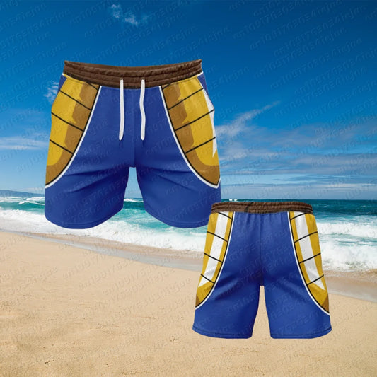 Maillot de bain short bleu Dragon Ball - armure Saiyan de Vegeta