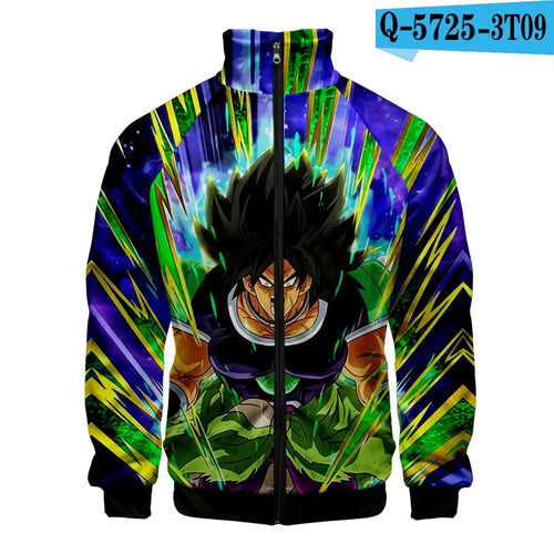 Blue and green zipped jacket Dragon Ball - Broly with dark eyes