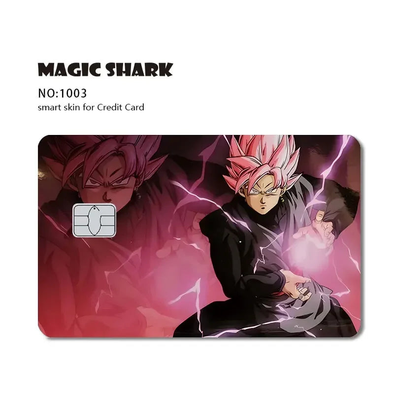 Sticker pour carte bancaire rose Dragon Ball - Black Goku Super Saiyan Rosé