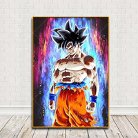 Goku torse nu dans une aura multicolore