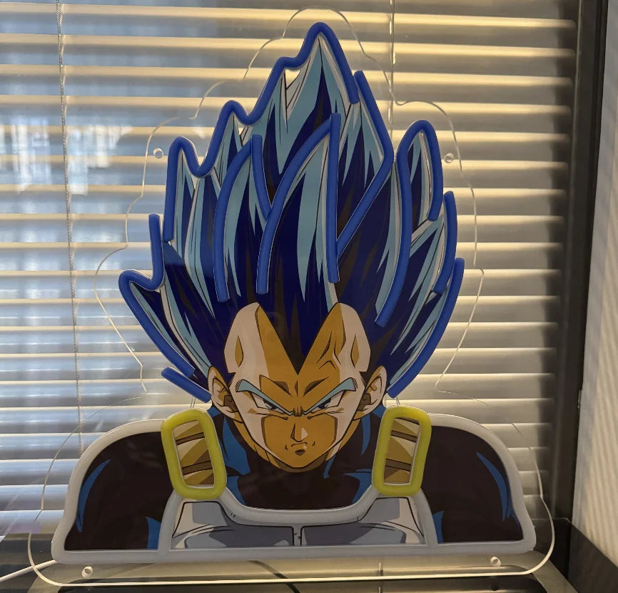 Lampada al neon blu Dragon Ball - Vegeta Super Saiyan Blue