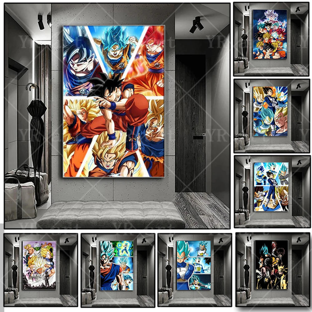 Dragon Ball vertikales Poster - Goku mit silbrigem Haar und blauen Blitzen