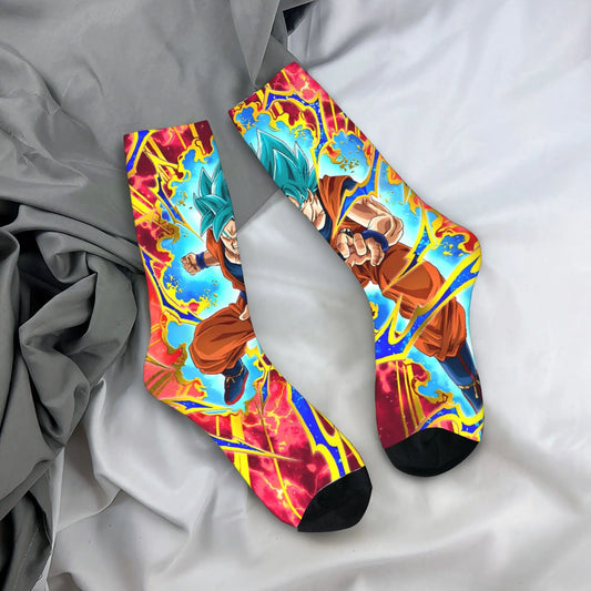Calcetines multicolores Dragon Ball - Goku azul y rayos amarillos