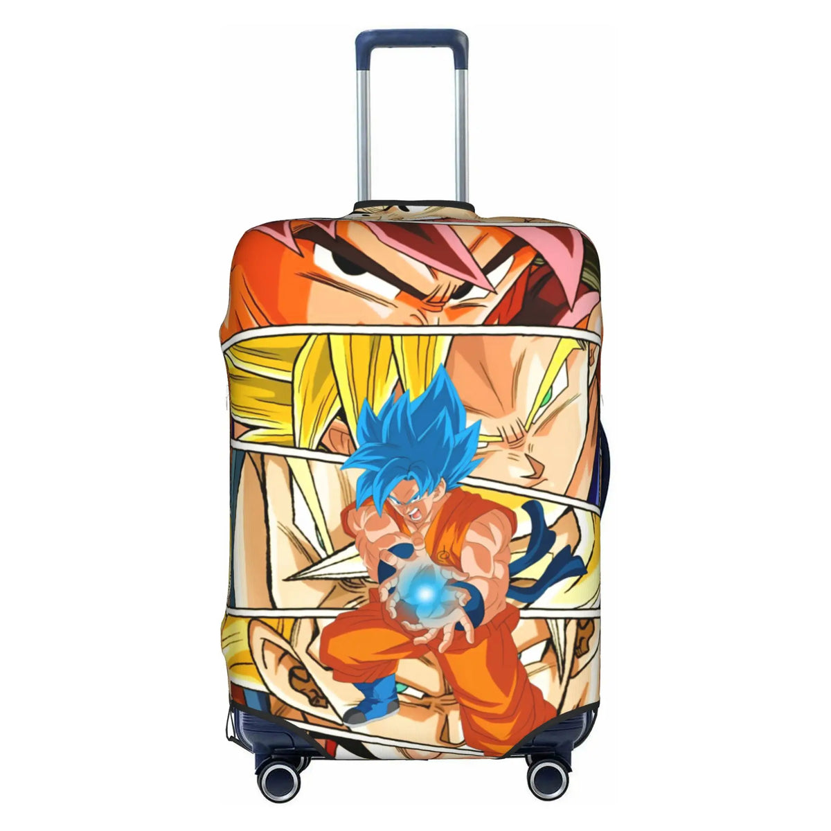 Housse de valise dorée Dragon Ball - Goku Super Saiyan et kanji Go