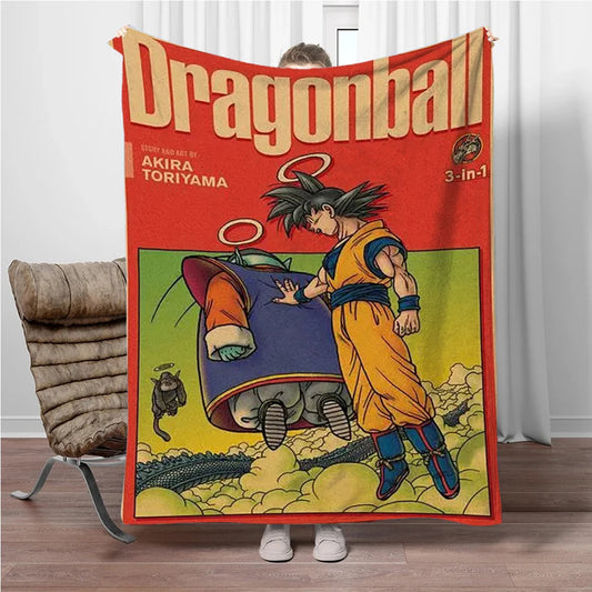Plaid rosso Dragon Ball - Goku e la sua auto volante