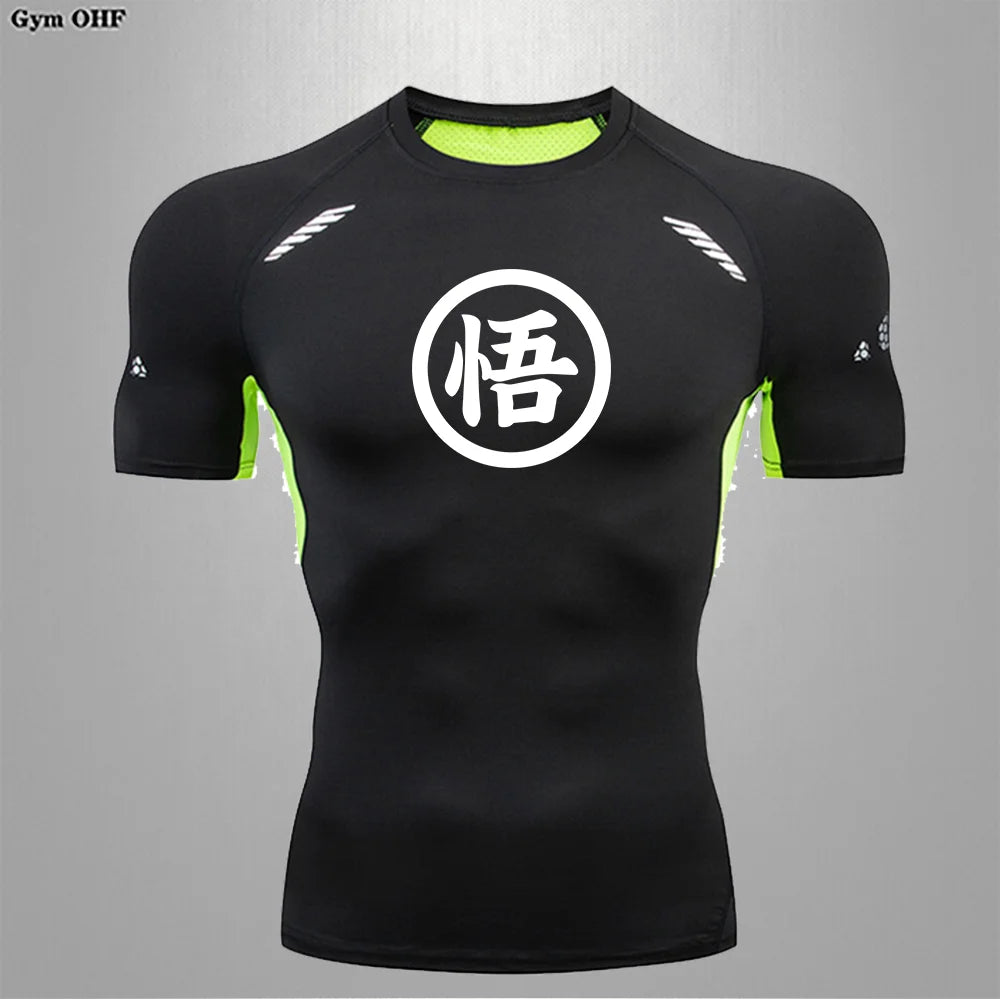 Graues Sportoberteil mit langen Ärmeln Dragon Ball - kanji Go black