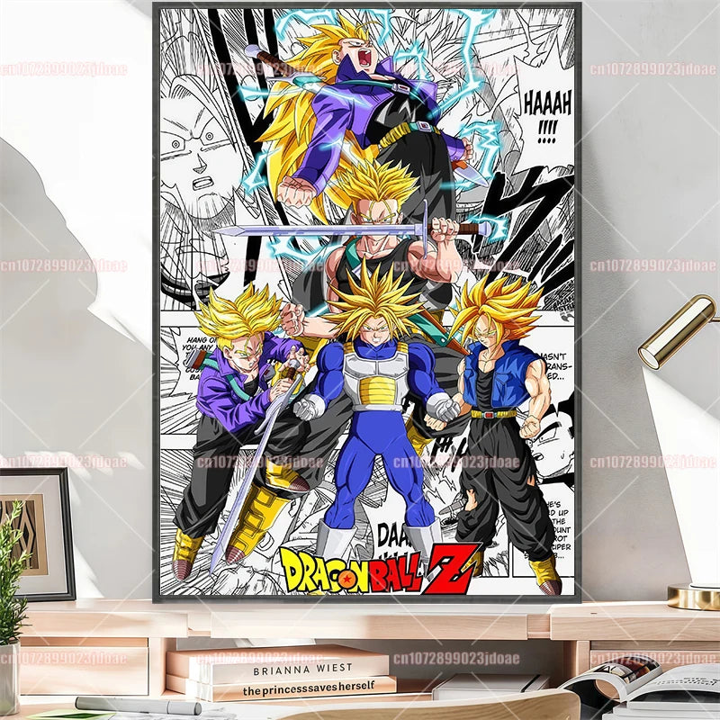 Pósteres manga Dragon Ball - Vegeta Goku y Broly a color