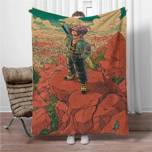 Plaid beige et rouge Dragon Ball - Trunks explorateur dans le désert