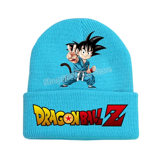Bonnet à revers turquoise Dragon Ball - Goku enfant en tenue bleue