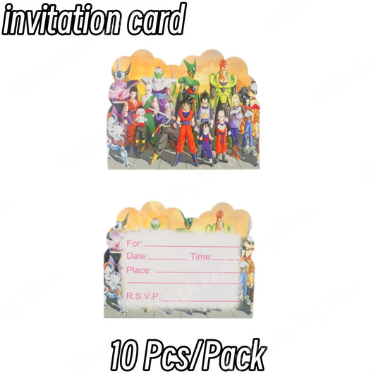 Birthday Invitation Cards Dragon Ball - Goku and warriors