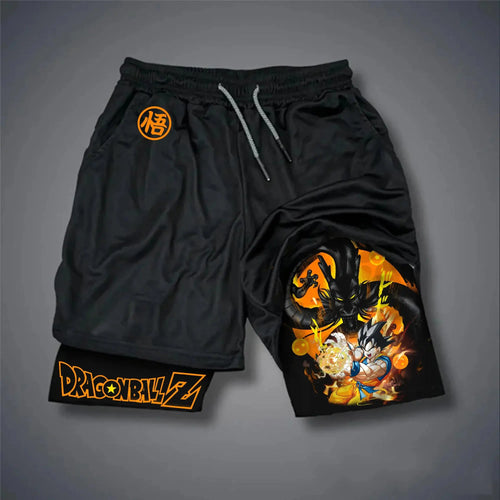 Pantalon corto a doppio strato nero Dragon Ball - Goku e cerchio arancione